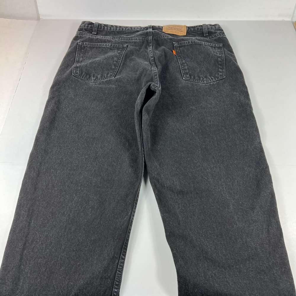 VTG 90s Levi's Jeans Men's 39 x 30* 550 Relaxed Straight Black Denim Orange Tab - Picture 8 of 16